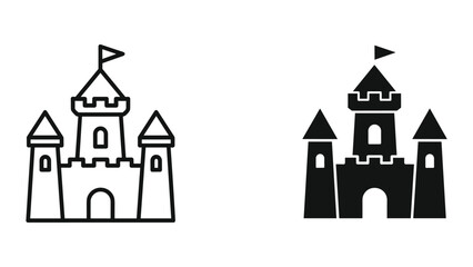 Line Art and Silhouette Castle Icons: Fairytale Fortress Symbols © SHAHRIYAR RASEL