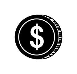 Obraz premium Silhouette of a dollar coin with a white background