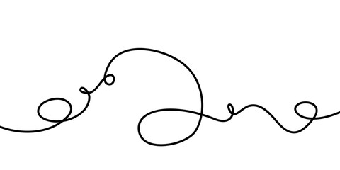 Wavy line with flowing curves. Squiggles form abstract patterns. Curvy doodles create flowing background with elegant shape, tangled thread, and chaotic brush continuous stroke in vector format