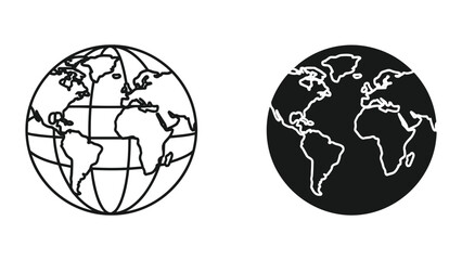 Black and white globe illustrations for global business concepts