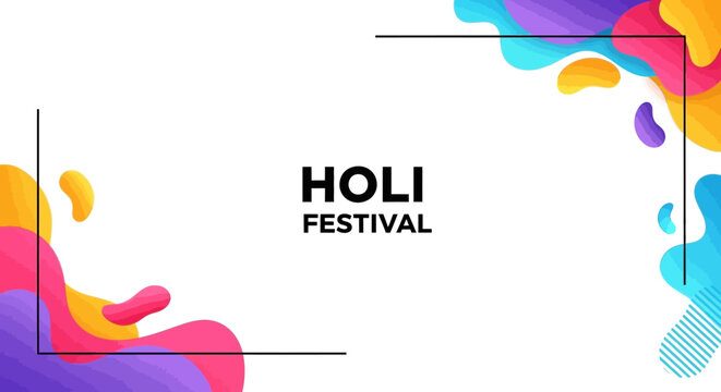 Vibrant Holi Festival Day social media template with colorful splash design and pink, purple hues on a white background