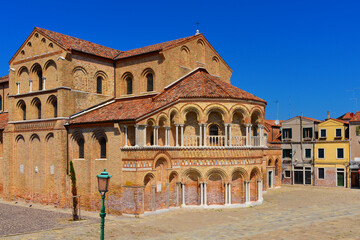 Medieval architecture in Venice Lagoon. Murano cathedral beautiful 12th century apse