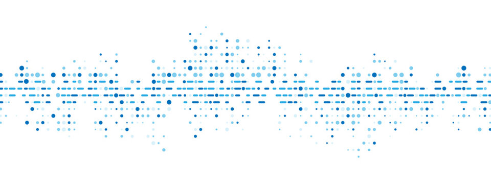 Abstract blue background with random dots. Chaotic mosaic texture, linear pattern of small particles. Perfect for banners, posters, websites, or social media frames. Vector illustration.