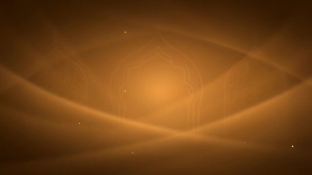 Elegant Islamic abstract background with mosque domes and golden light effects