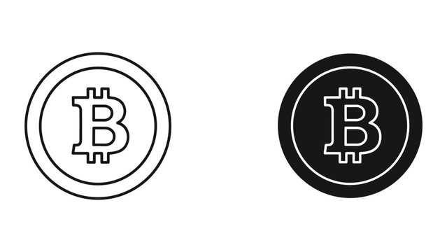Bitcoin cryptocurrency coin icon set in modern design