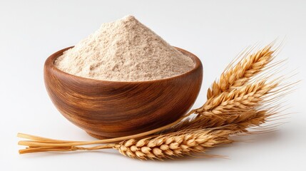 Wheat Flour and Semolina in Wooden Bowls