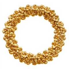 Obraz premium Golden floral wreath with intricate detailed petals and leaves