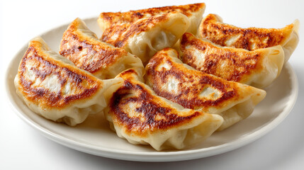 Fried dumpling pan fried gyoza potsticker Asian food snack appetizer crispy plate lunch Pan fried fried dumpling gyoza potsticker Asian food snack