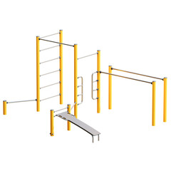 Modern Outdoor Fitness Equipment on Isolated White Background.