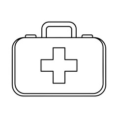 Obraz premium First aid kit with cross symbol on white background for medical emergencies and healthcare
