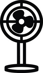 Obraz premium Black and white illustration of a pedestal fan on a white background, a common household appliance used for cooling