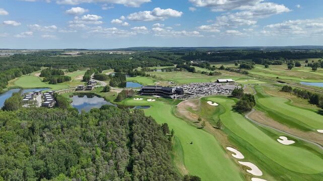 Orbiting Aerial Shot Of TPC Toronto At Osprey Valley Golf Course Near Orangeville, Ontario, Canada.