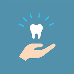 Obraz premium 手に歯を持つアイコン