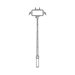 Fototapeta premium Extendable selfie stick with adjustable phone holder and wrist strap for stability in isolated white background