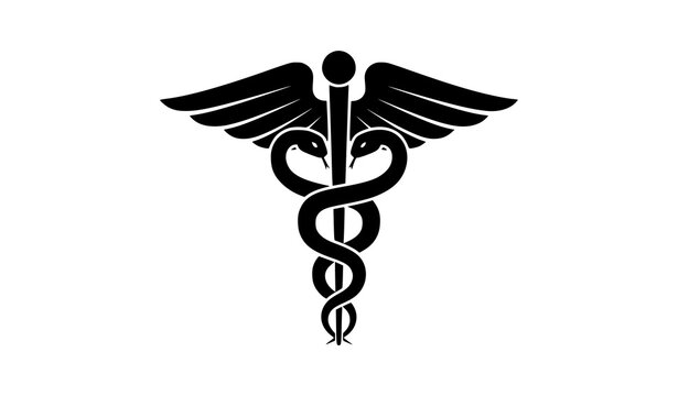Caduceus medical badge symbol vector illustration