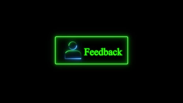 glowing neon Media feedback icon animation. 4k motion video isolated on transparent background.