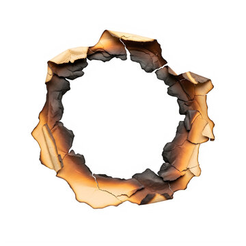 A burnt hole in a piece of paper