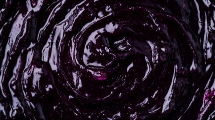 Obraz premium Swirl of dark purple blueberry jam captures rich texture in macro view during daytime