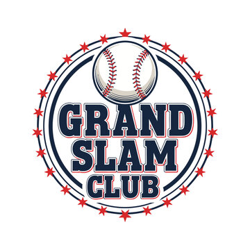 Grand Slam Club logo with baseball and stars on white background tshirt design