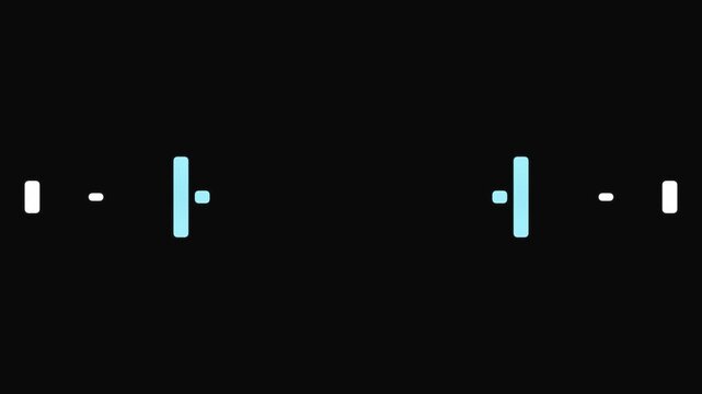 A minimalist graphic design featuring symmetrical light blue bars and dots on a simple layout viewed from a straightforward perspective