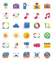 Gradient color icons set for Audio photography