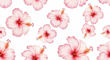 Pink hibiscus flower seamless pattern © Design