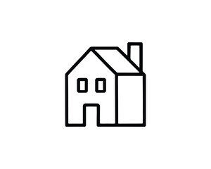 Obraz premium Simple House Icon Outline Drawing with Chimney and for Real Estate or Home Services