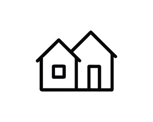 Obraz premium Two Houses Icon Outline Vector Illustration Real Estate Building Simple Minimalist Home