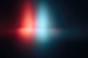 Soft red and blue lights merge against dark backdrop, creating