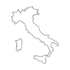 Fototapeta premium Italy outline map vector illustration. Black contour map of Italy isolated on white background in minimal line art style.