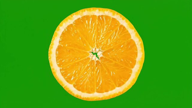 Vibrant orange slice centered on a bright green background, representing freshness and health.