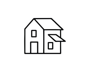 Simple House Outline Icon with Two and Awning for Real Estate or Property Concepts
