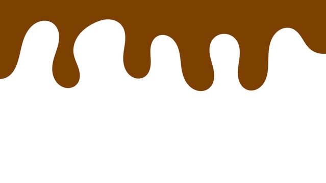 Wavy brown chocolate background with melting chocolate drops. Curved chocolate design concept. Melted chocolate wave texture.