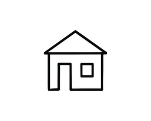 Simple House Logo Outline Drawing Facade Building With Door and Window Minimalist Vector