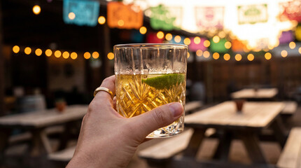 Cinco de Mayo celebration with a person holding a drink
