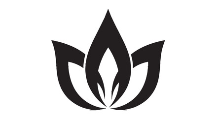 Obraz premium A serene and elegant black lotus flower icon with three petals creating a symmetrical, upward-pointing design.