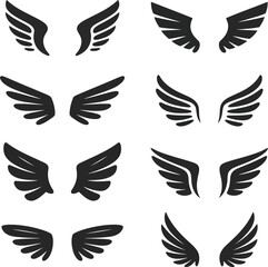 Fototapeta premium A collection of black wing graphics on a white background