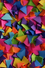 Obraz premium Rainbow background triangular confetti explosion