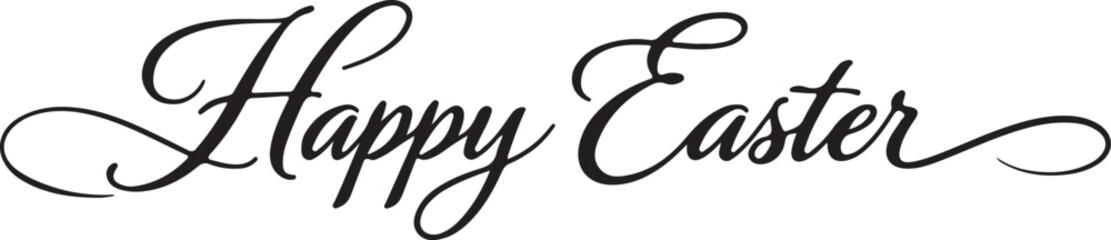 Fototapeta premium Elegant happy easter calligraphy text greeting on white background for spring and holiday decor