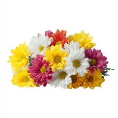 Vibrant Bouquet of Colorful Daisies in Various Shades of Yellow, Pink, and White for Spring or Summer Decor