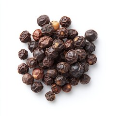 Obraz premium A Close-Up View of Whole Black Peppercorns on a White Background for Culinary and Natural Spice Themes