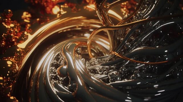 Molten 24K Gold and Liquid Mercury Spiral &ndash; Hyper-Density Fusion Cinematic Liquid Loop 4K