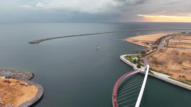 view of the sea with yatch