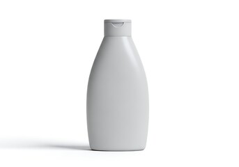 A white, sleek, and modern plastic bottle with a flip-top cap, isolated on a clean white background, perfect for cosmetic or personal care products