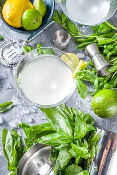 Basil vodka gimlet martini