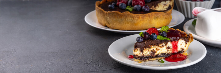 Homemade cheesecake with chocolate and berry © ricka_kinamoto