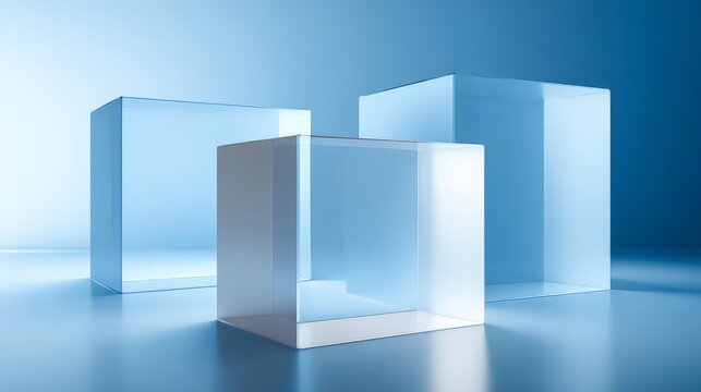 A vertical monoliths or "doors" set against a cloud deep-blue background. Used for "Cloud" technology, representing data storage, software as a service (SaaS), or digital transformation.