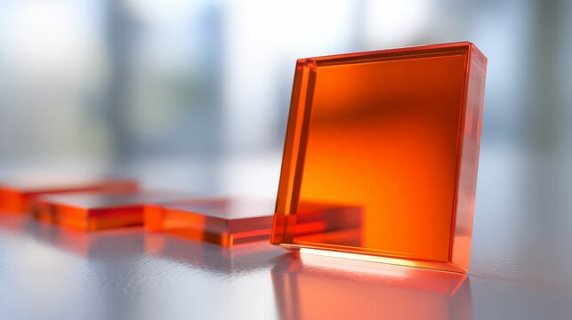 A translucent, vibrant glass squares used for visualizing puzzle mechanics or building-block gameplay.