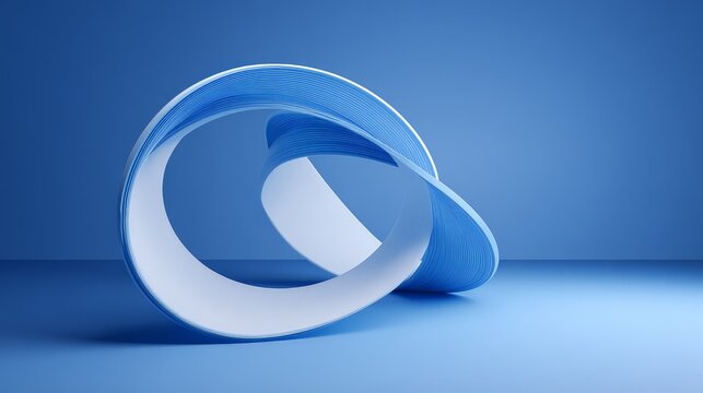 3D sculpture resembling a Mobius strip or a continuous looped ribbon with themes of sustainability, infinite loops in programming and AI.