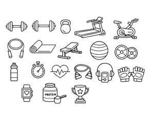 Sport and fitness icons set vector illustration